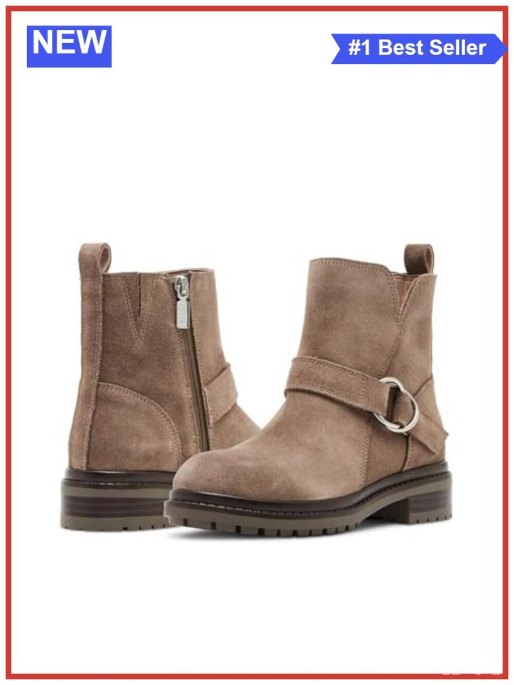 Waterproof Suede Ankle Bootie Round Toe Block Heel Fall Boot